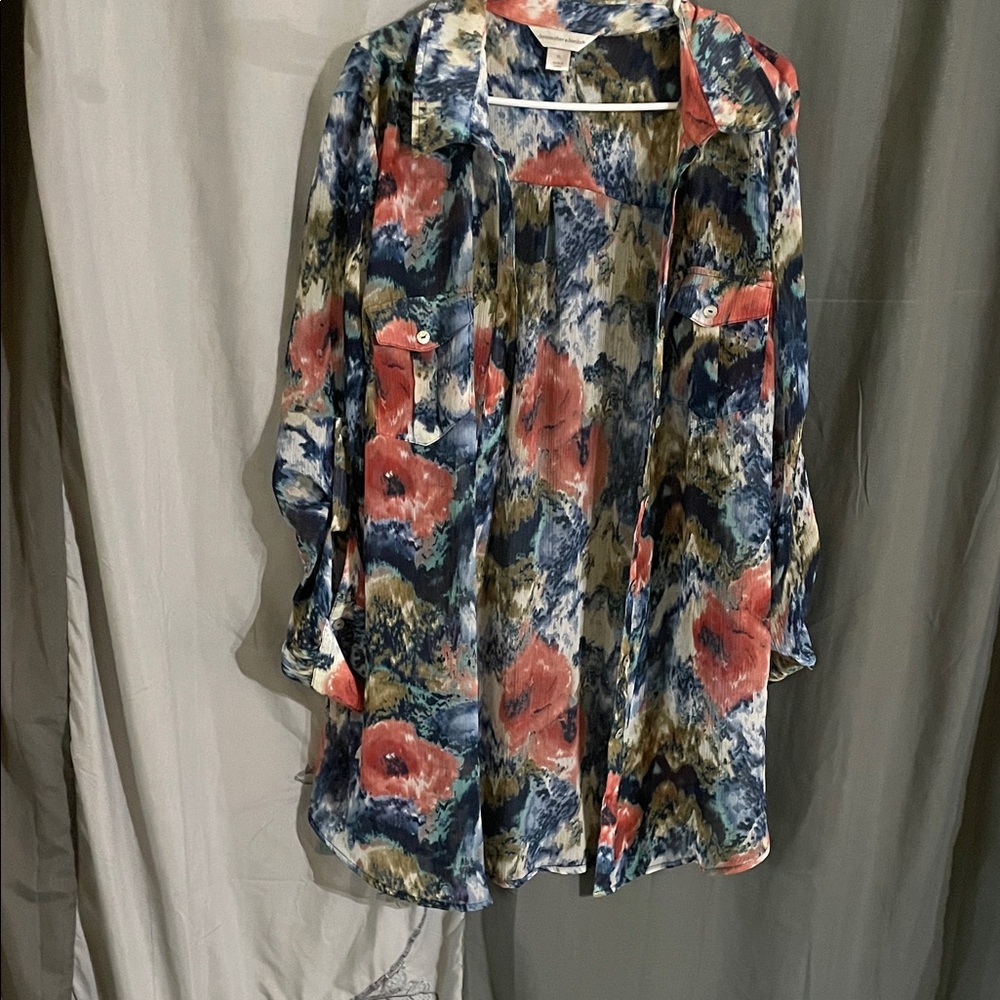 Christopher & Banks Multicolor Abstract Shirt